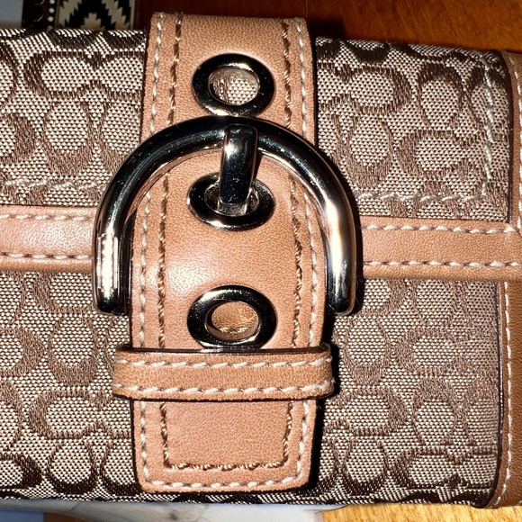 Coach Signature Buckle Wallet Brown Canvas & Leather Trim - Picture 4 of 10